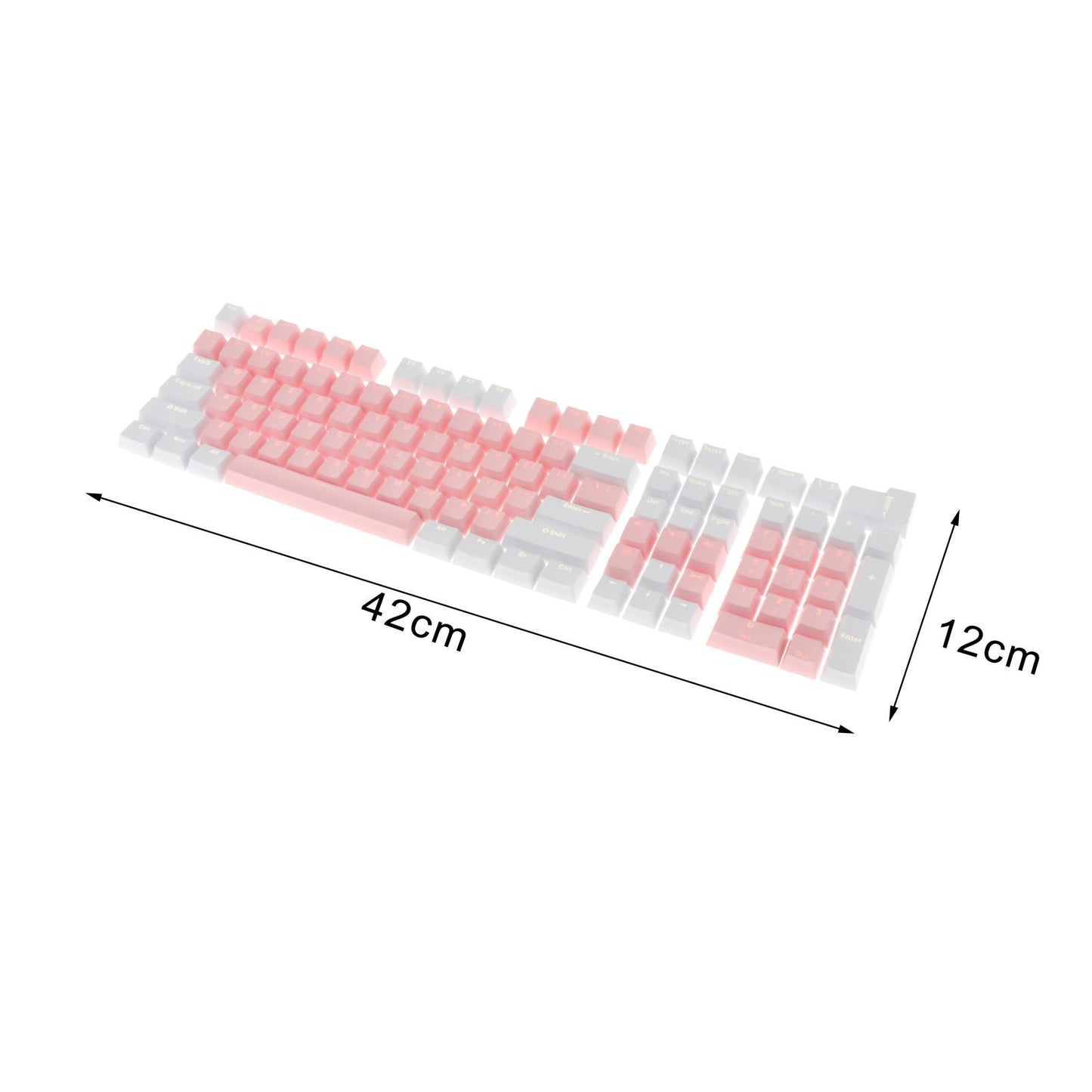 Keycaps Set Backlit Two Color Key Caps for Mechanical Keyboards 980K 87 Keys White,Pink