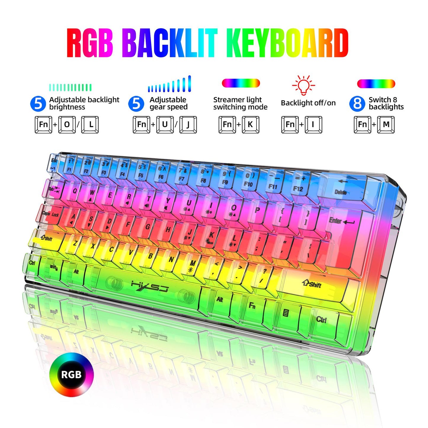 Gaming Keyboard 61 Keys 5 Speeds Adjustable Keypad for Gamer Computer Laptop