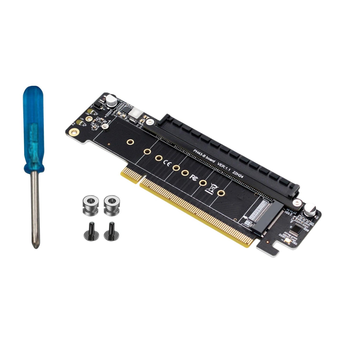 PCIe 4.0 x16 to 4x Expansion Card Low Profile Plug and Play Dual M.2 Adapter