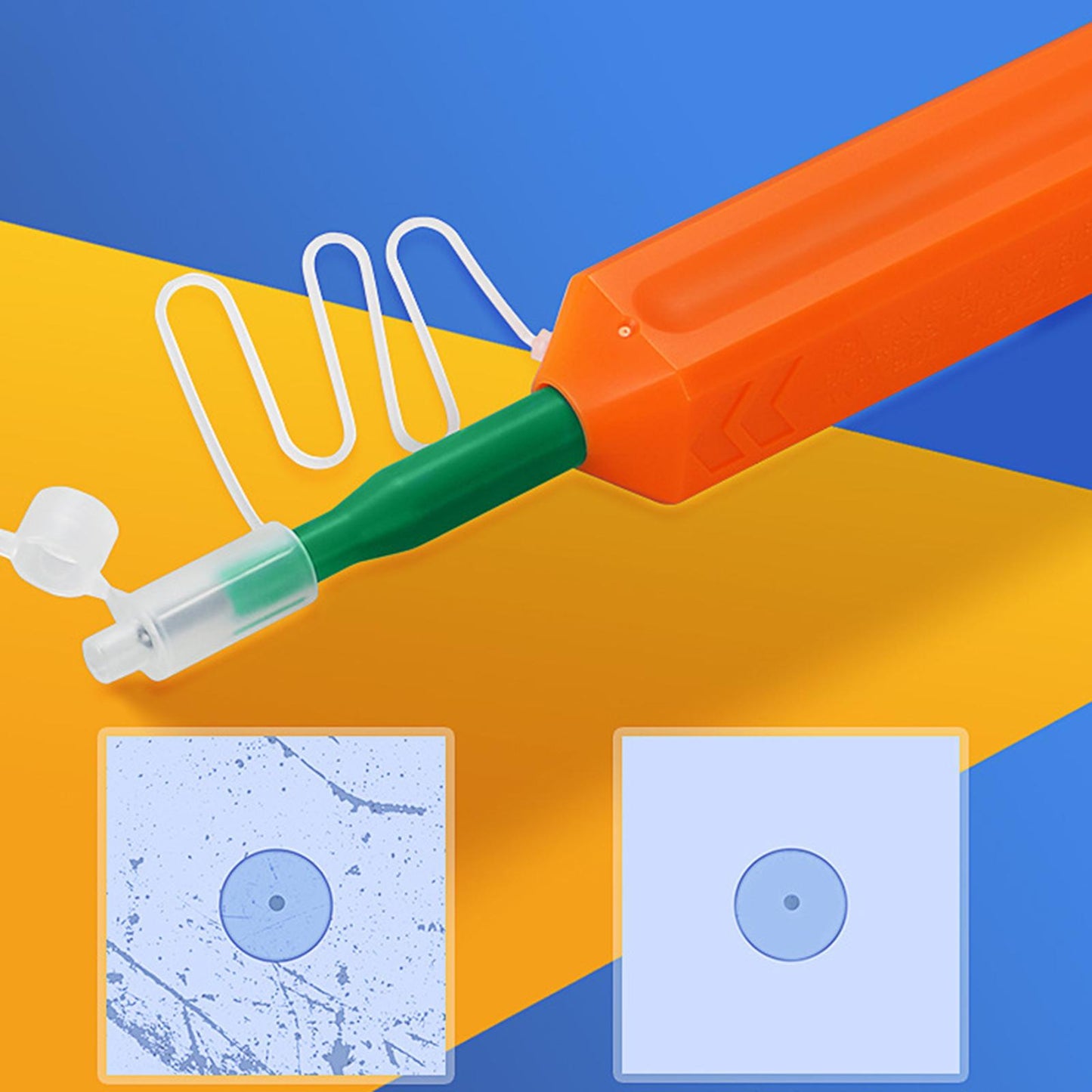 Fiber Optic Cleaning Pen Cleaning Tool with Protection Cap Fiber Cleaner Pen Orange 2.5mm SC