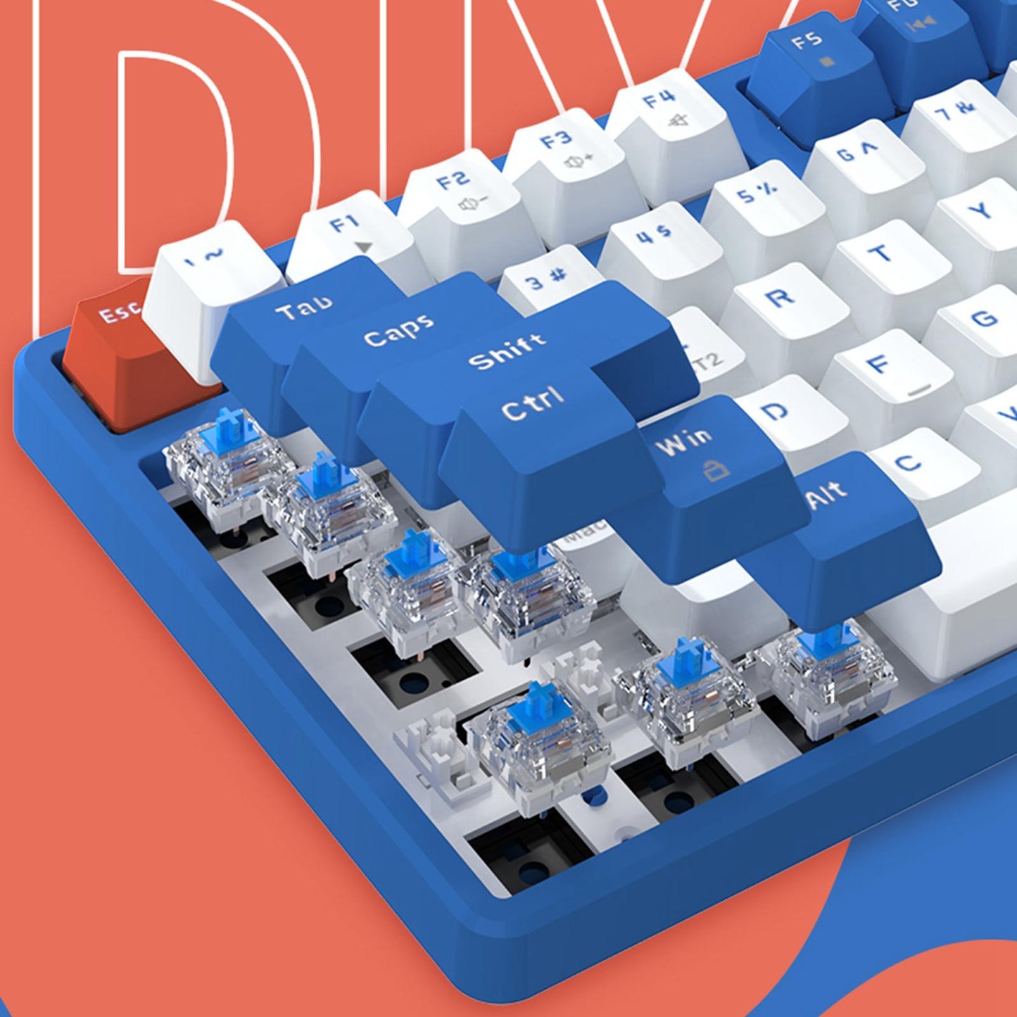 AK871 Mechanical Keyboard DIY USB Bluetooth Accessory for Gaming Home Office Style B