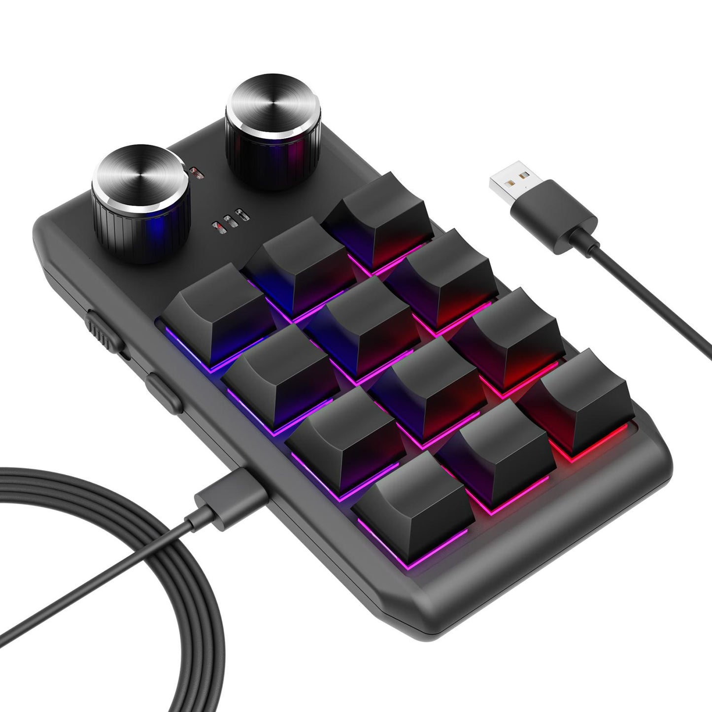 Mechanical Keyboard Non Slip RGB LED 12 Key for Laboratories Music Designers Black