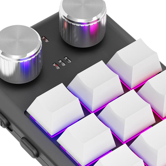 Mechanical Keyboard Non Slip RGB LED 12 Key for Laboratories Music Designers White