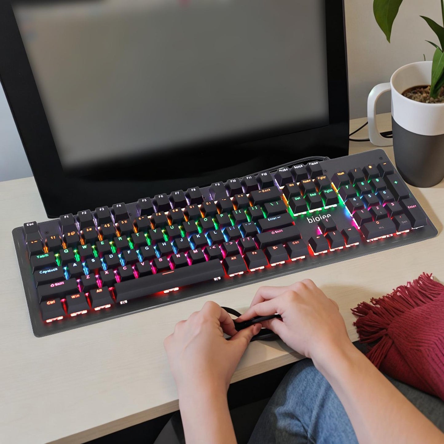 Mechanical Gaming Keyboard Accessory ABS Durable 104 Key Mechanical Keyboard