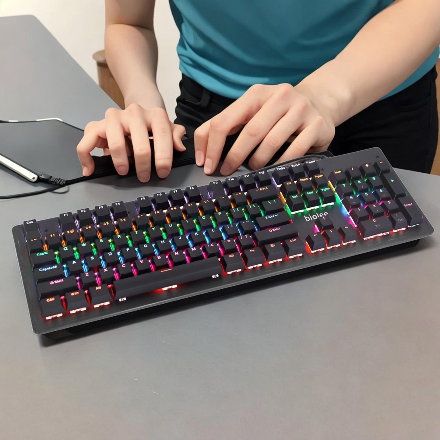 Mechanical Gaming Keyboard Accessory ABS Durable 104 Key Mechanical Keyboard