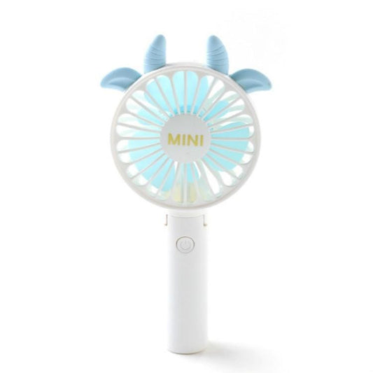 USB Rechargeable Student Dormitory Hand-held Portable Folding Fan ( Blue Horn )