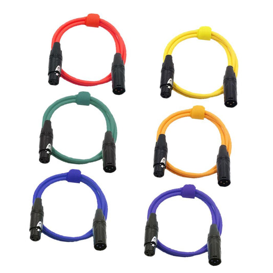 6 Pieces 2m XLR Male to Female Microphone Cable DMX512 Mic Audio Cord