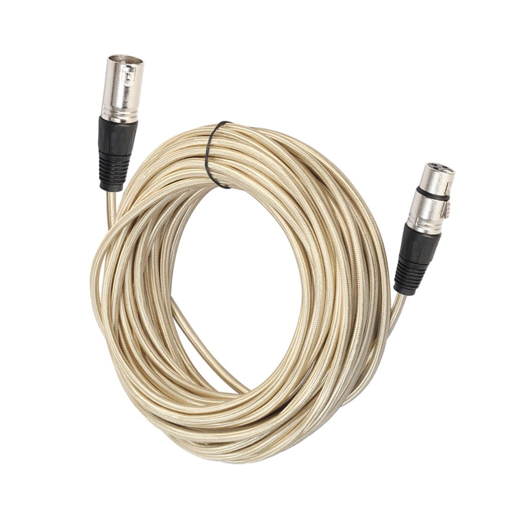 XLR Male to Female Microphone Cable  for Guitar Amplifier Luxury Gold 1000cm