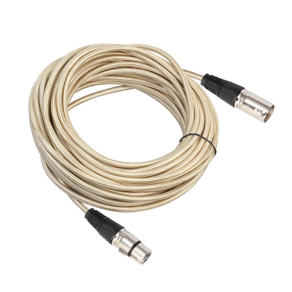 XLR Male to Female Microphone Cable  for Guitar Amplifier Luxury Gold 1000cm