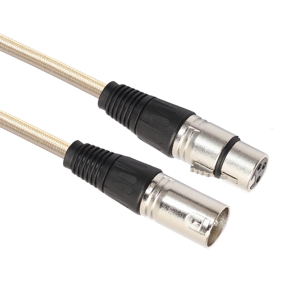XLR Male to Female Microphone Cable  for Guitar Amplifier Luxury Gold 30cm