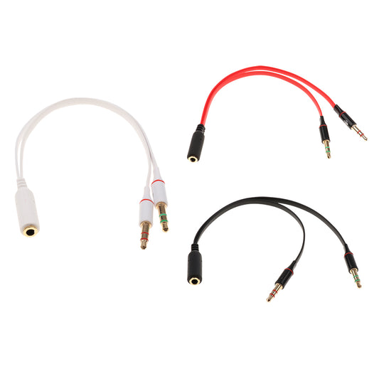 3.5mm Audio Cable Double Hole Computer Wire Headset Wire Musical Parts White