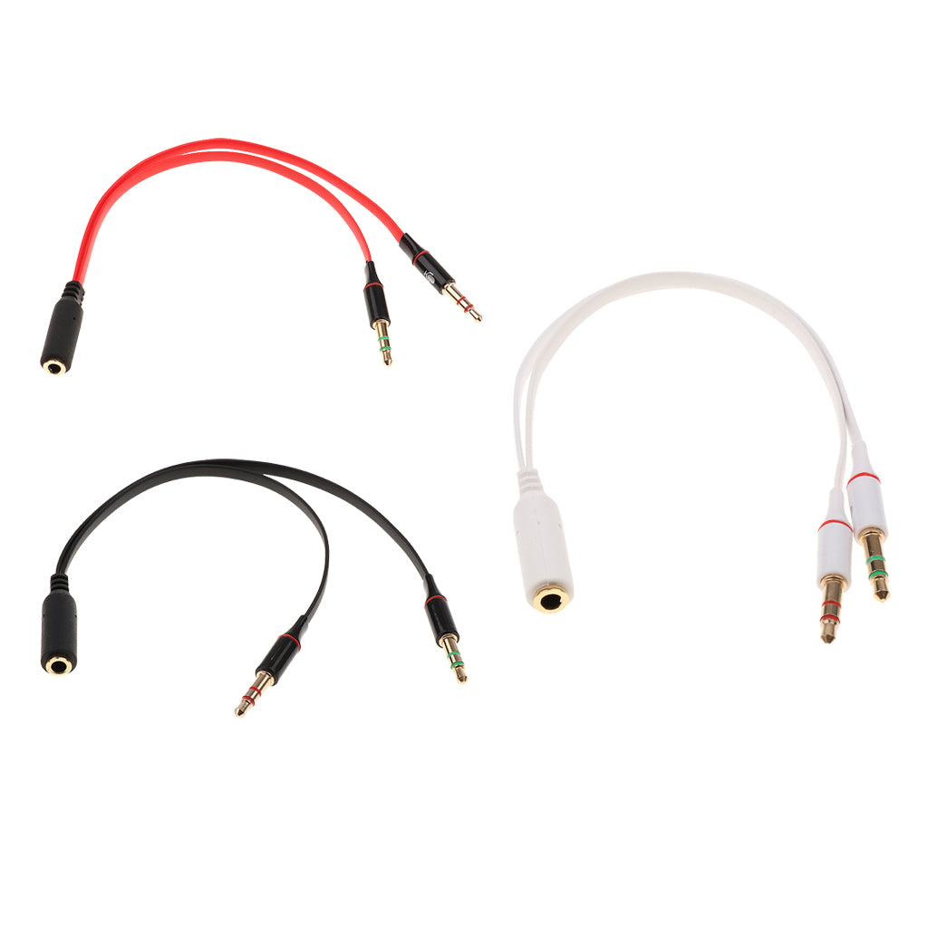 3.5mm Audio Cable Double Hole Computer Wire Headset Wire Musical Parts White