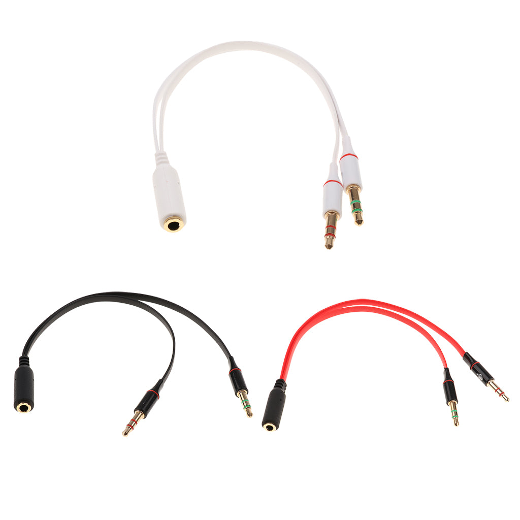 3.5mm Audio Cable Double Hole Computer Wire Headset Wire Musical Parts White