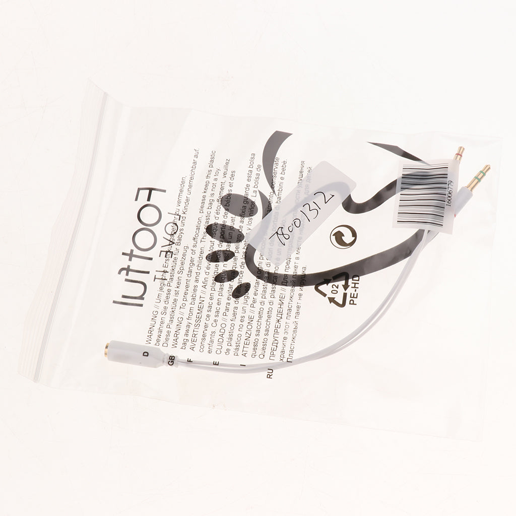 3.5mm Audio Cable Double Hole Computer Wire Headset Wire Musical Parts White
