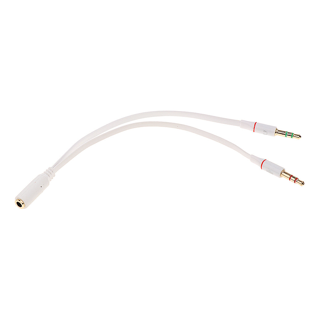 3.5mm Audio Cable Double Hole Computer Wire Headset Wire Musical Parts White