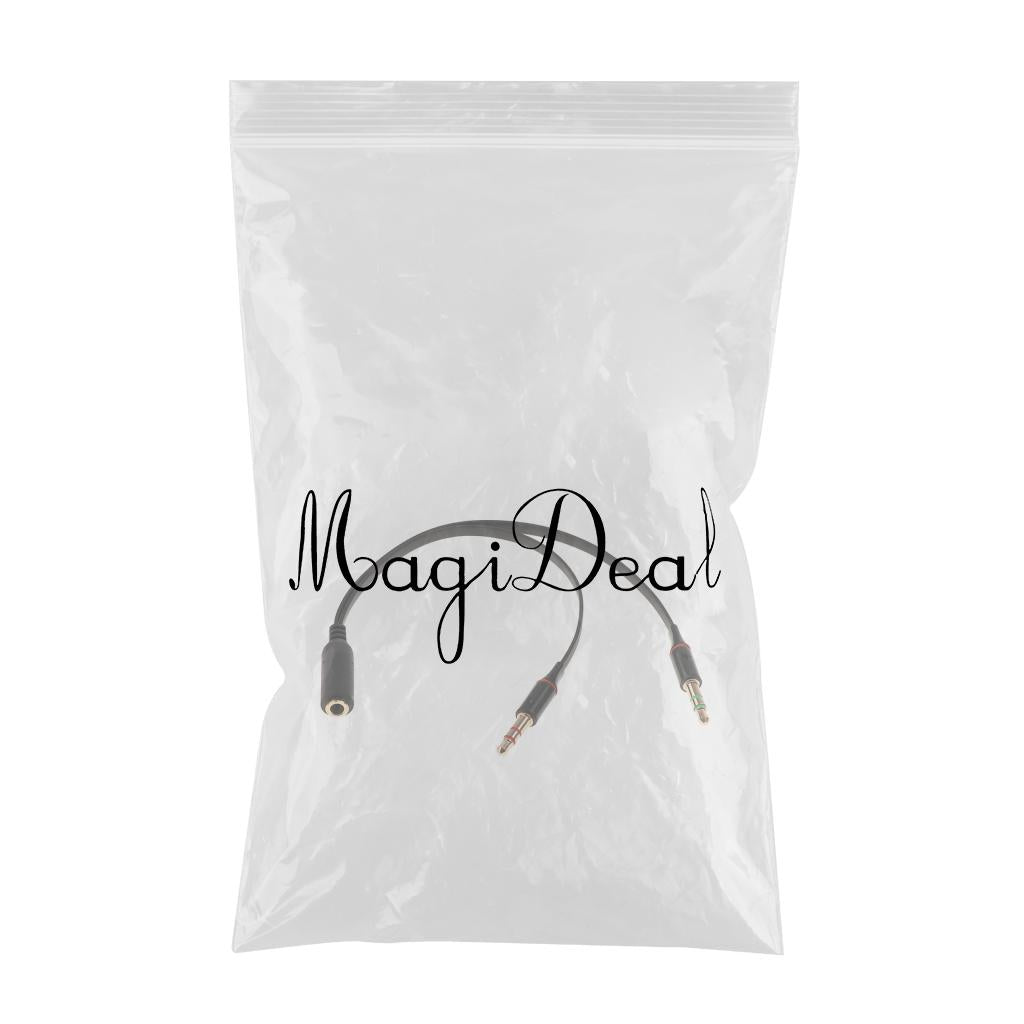 3.5mm Audio Cable Double Hole Computer Wire Headset Wire Musical Parts Black