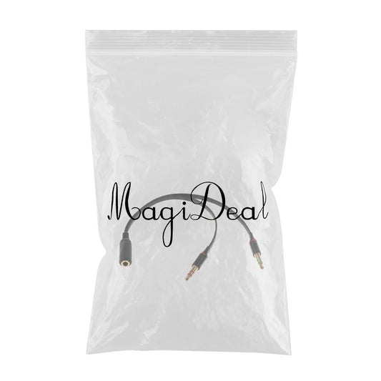 3.5mm Audio Cable Double Hole Computer Wire Headset Wire Musical Parts Black