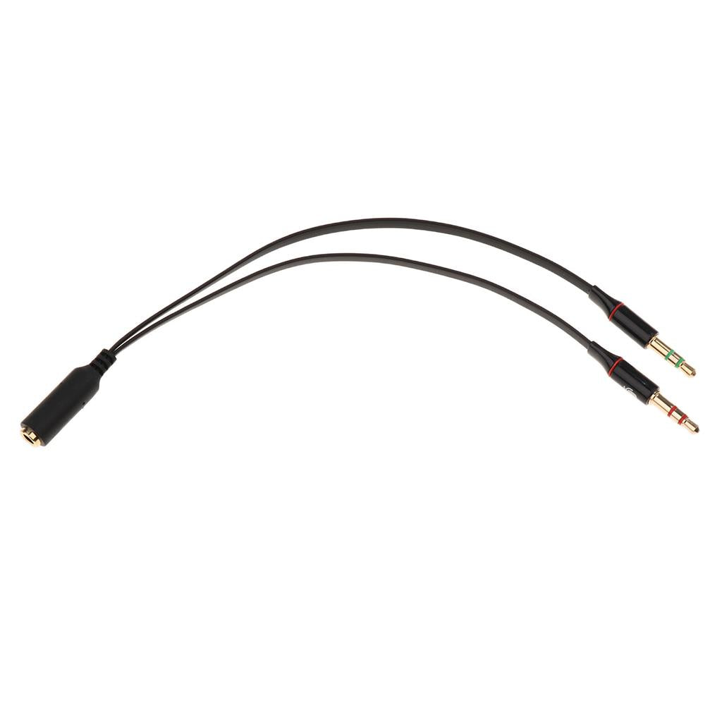3.5mm Audio Cable Double Hole Computer Wire Headset Wire Musical Parts Black