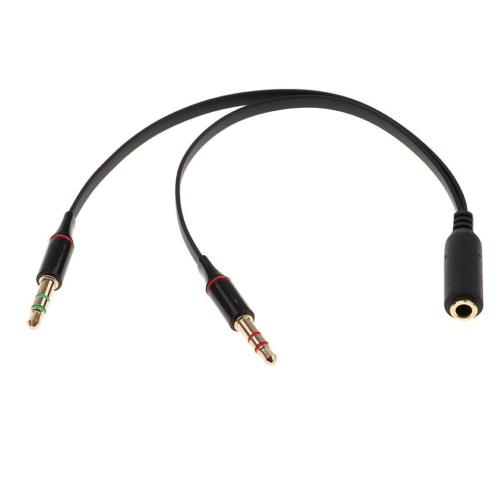 3.5mm Audio Cable Double Hole Computer Wire Headset Wire Musical Parts Black