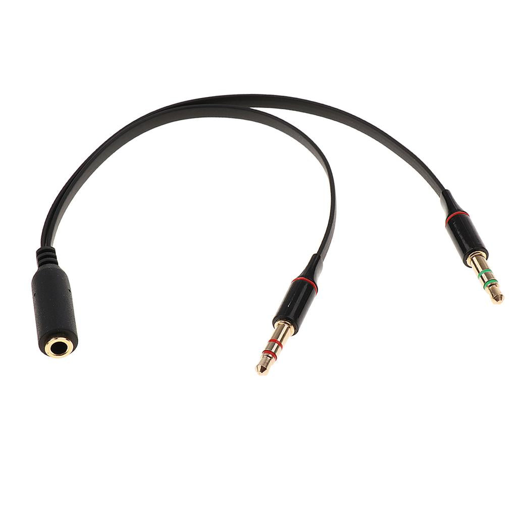 3.5mm Audio Cable Double Hole Computer Wire Headset Wire Musical Parts Black