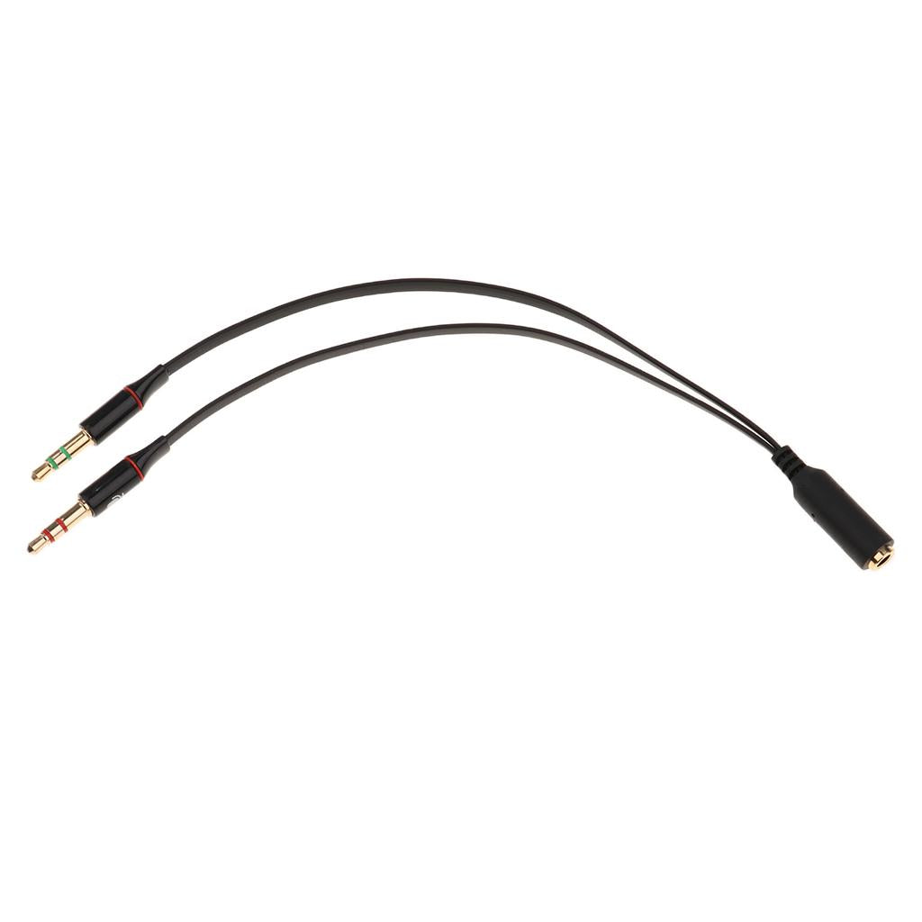 3.5mm Audio Cable Double Hole Computer Wire Headset Wire Musical Parts Black