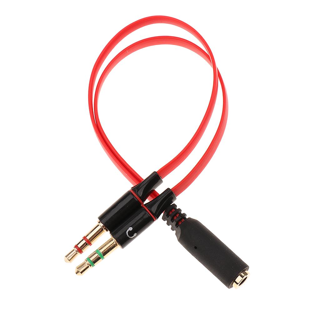3.5mm Audio Cable Double Hole Computer Wire Headset Wire Musical Parts Red
