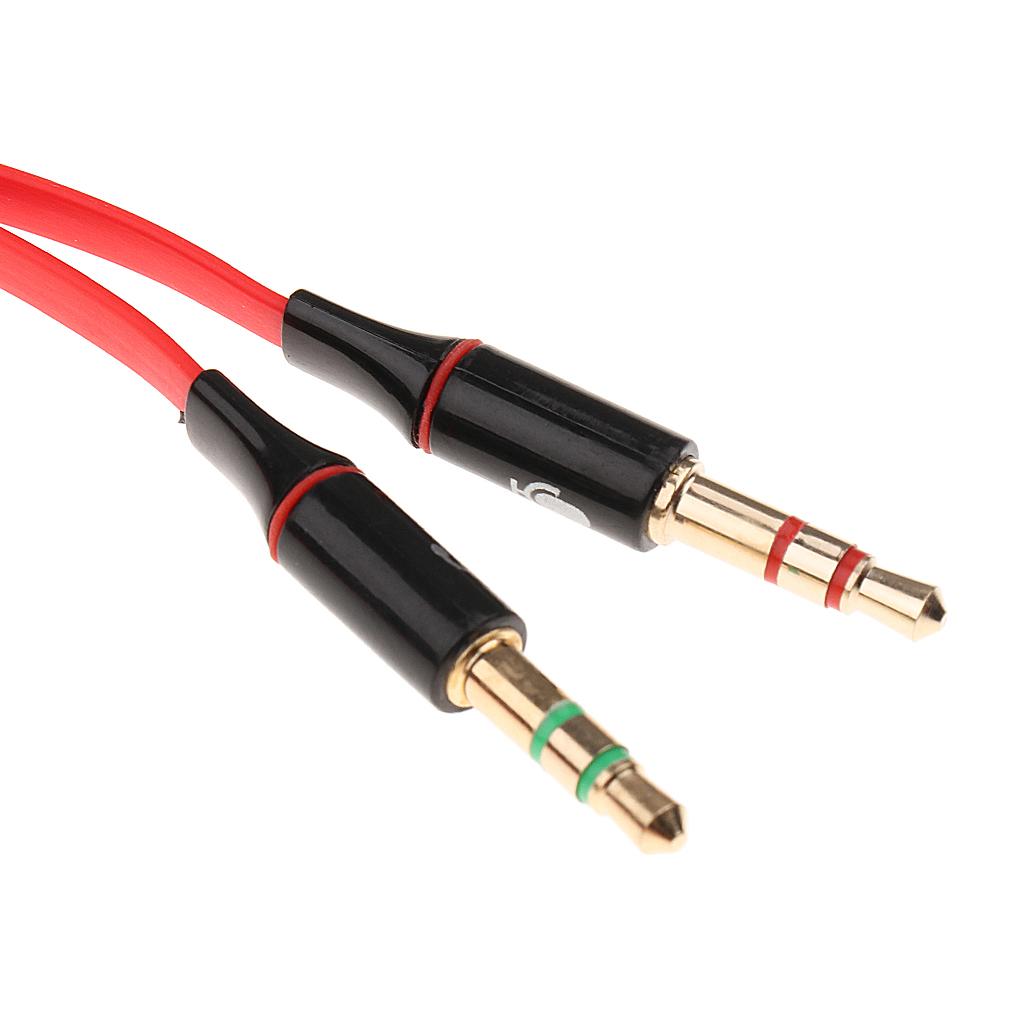 3.5mm Audio Cable Double Hole Computer Wire Headset Wire Musical Parts Red
