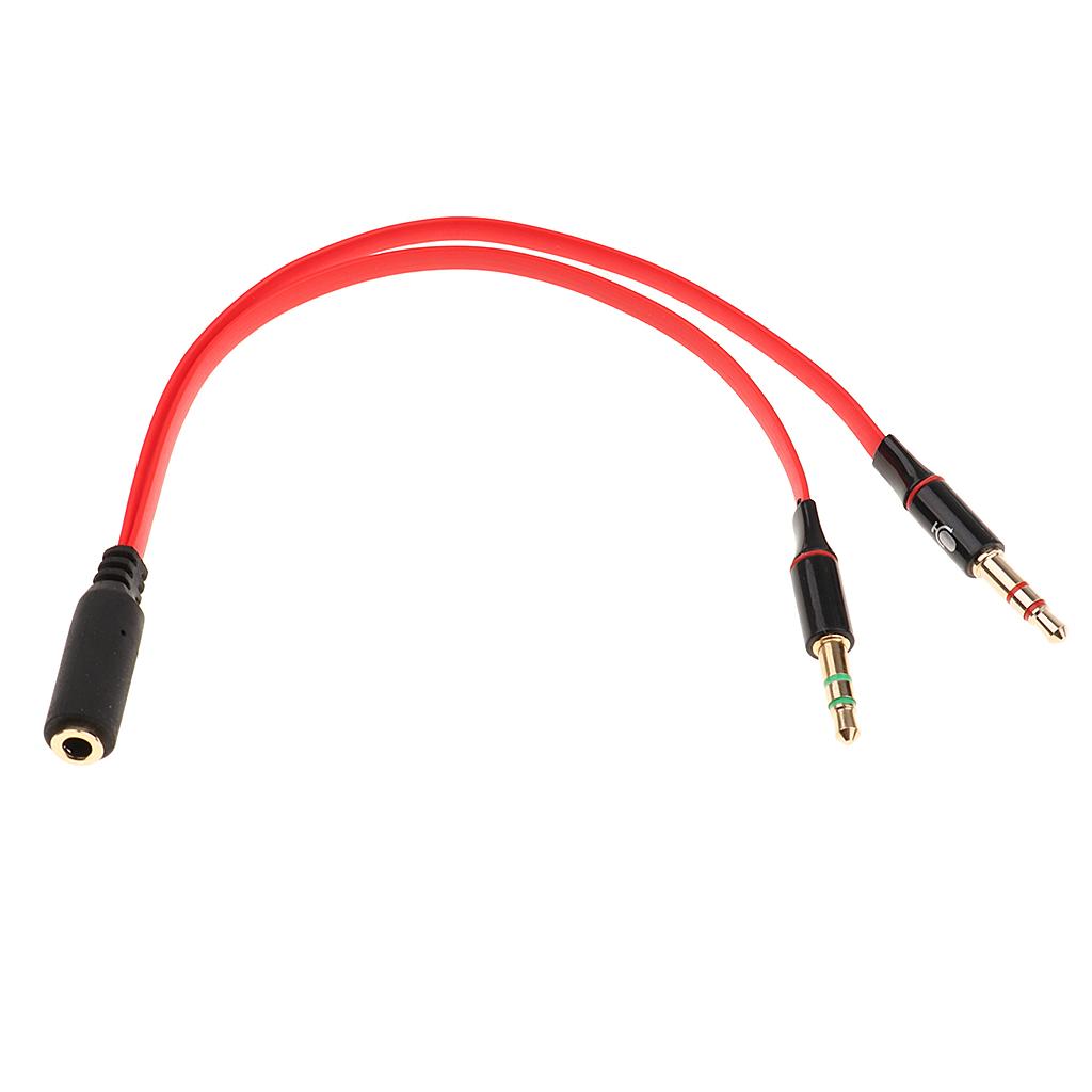 3.5mm Audio Cable Double Hole Computer Wire Headset Wire Musical Parts Red