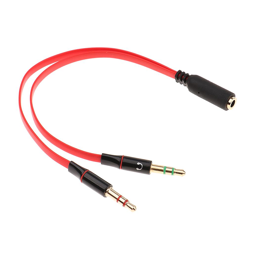 3.5mm Audio Cable Double Hole Computer Wire Headset Wire Musical Parts Red