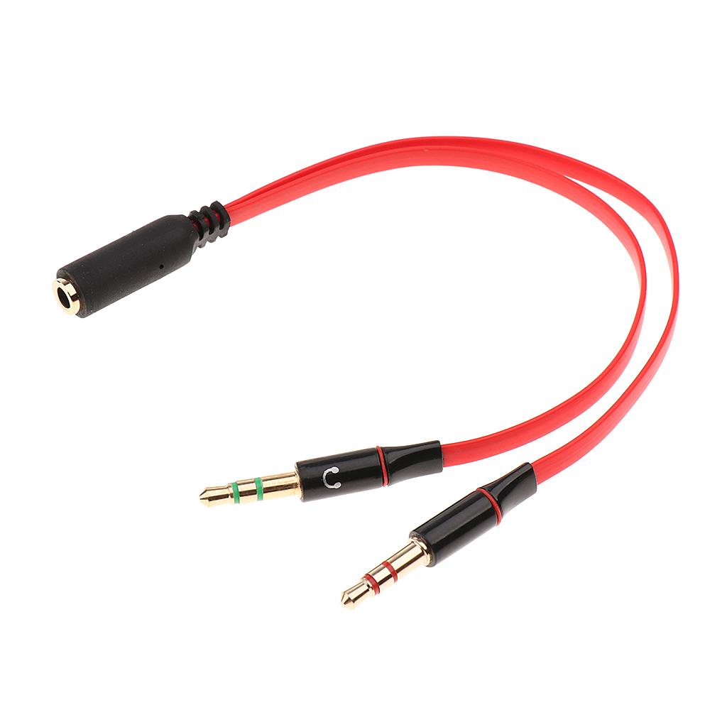 3.5mm Audio Cable Double Hole Computer Wire Headset Wire Musical Parts Red