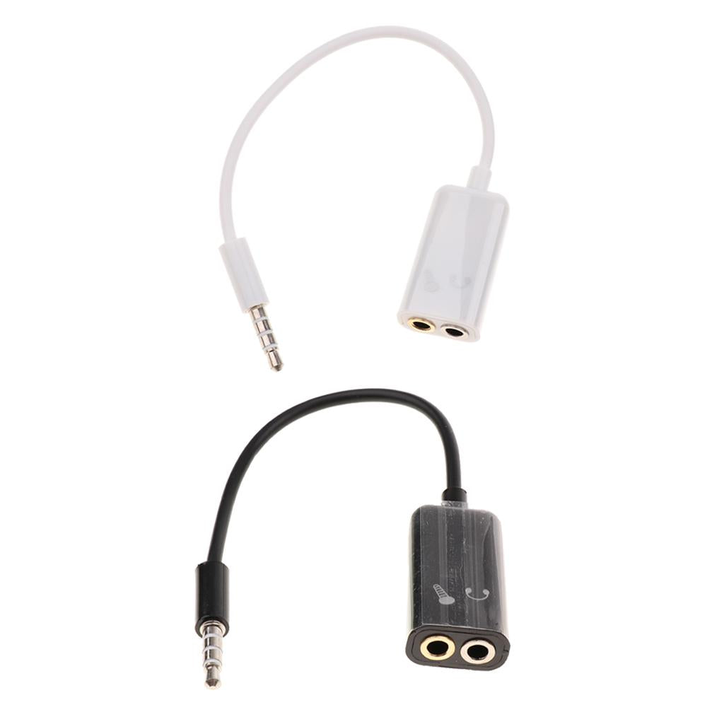 Mobile Phone Computer Switch Connection Mic Audio Cord Cable 3.5mm White