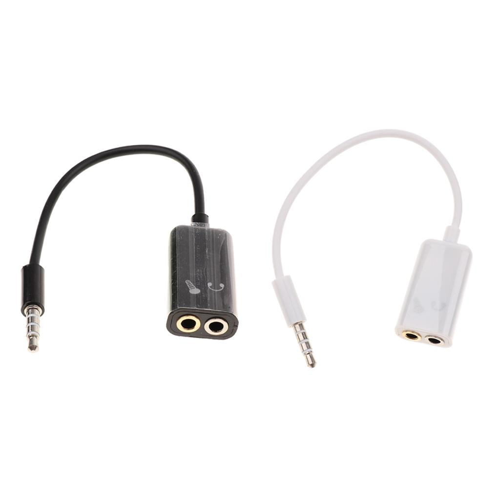 Mobile Phone Computer Switch Connection Mic Audio Cord Cable 3.5mm White