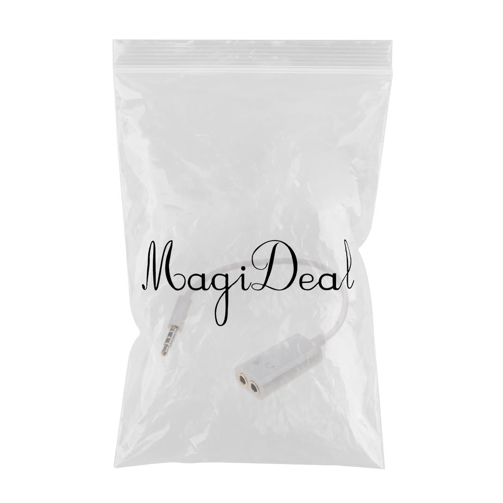 Mobile Phone Computer Switch Connection Mic Audio Cord Cable 3.5mm White