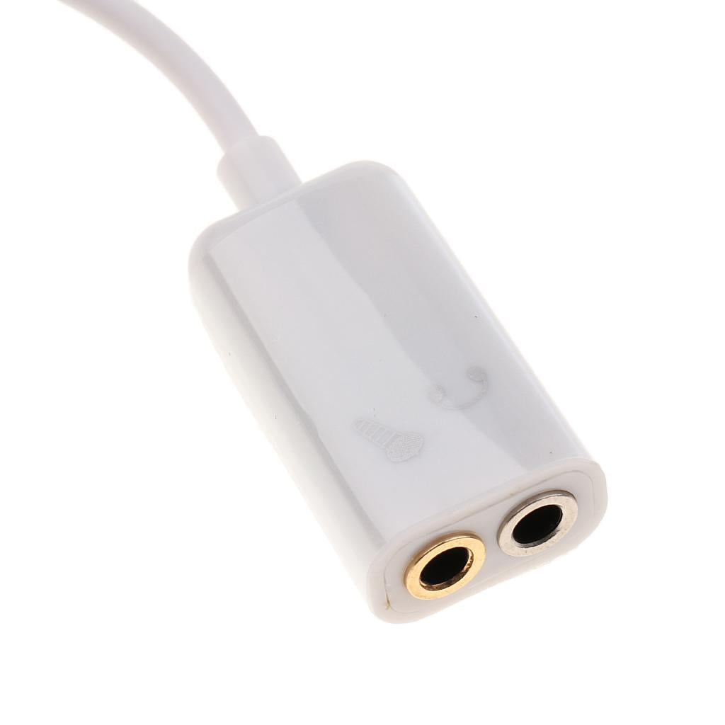 Mobile Phone Computer Switch Connection Mic Audio Cord Cable 3.5mm White