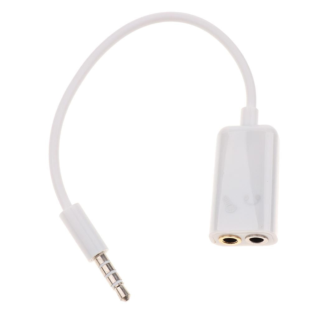 Mobile Phone Computer Switch Connection Mic Audio Cord Cable 3.5mm White