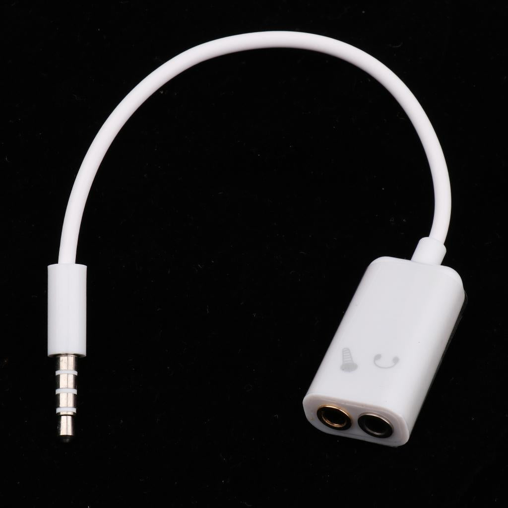 Mobile Phone Computer Switch Connection Mic Audio Cord Cable 3.5mm White