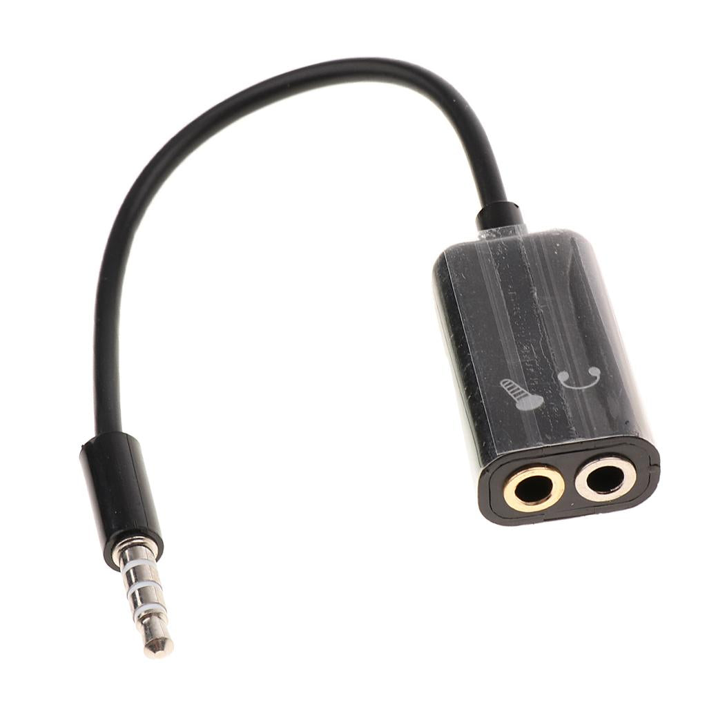 Mobile Phone Computer Switch Connection Mic Audio Cord Cable 3.5mm Black
