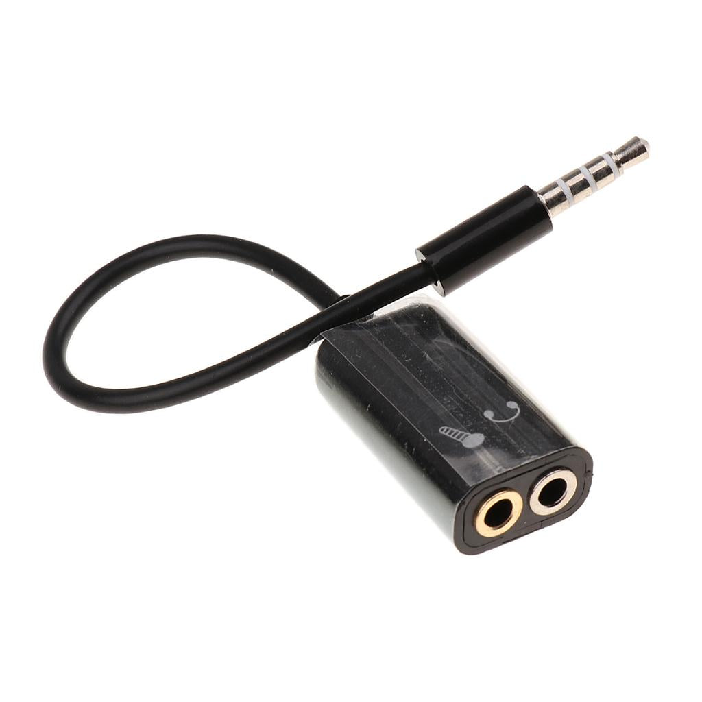 Mobile Phone Computer Switch Connection Mic Audio Cord Cable 3.5mm Black