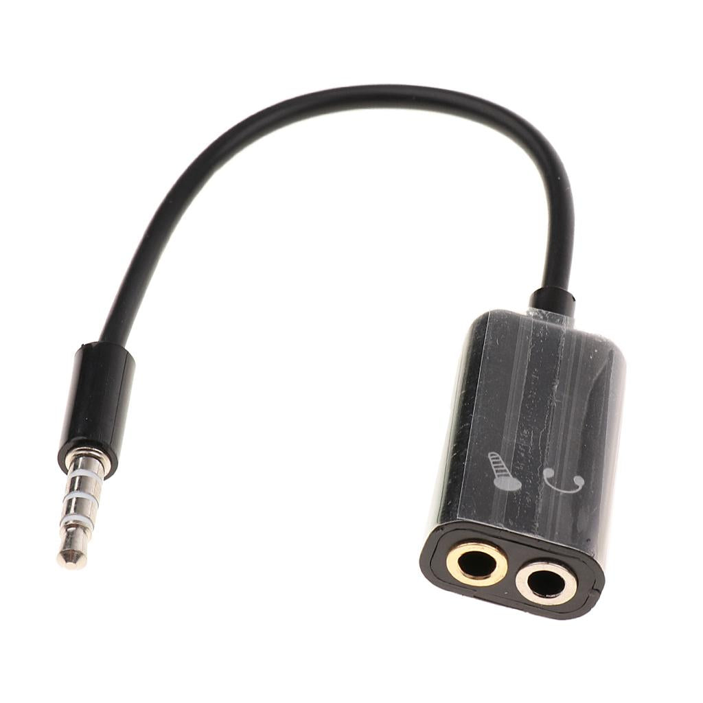 Mobile Phone Computer Switch Connection Mic Audio Cord Cable 3.5mm Black