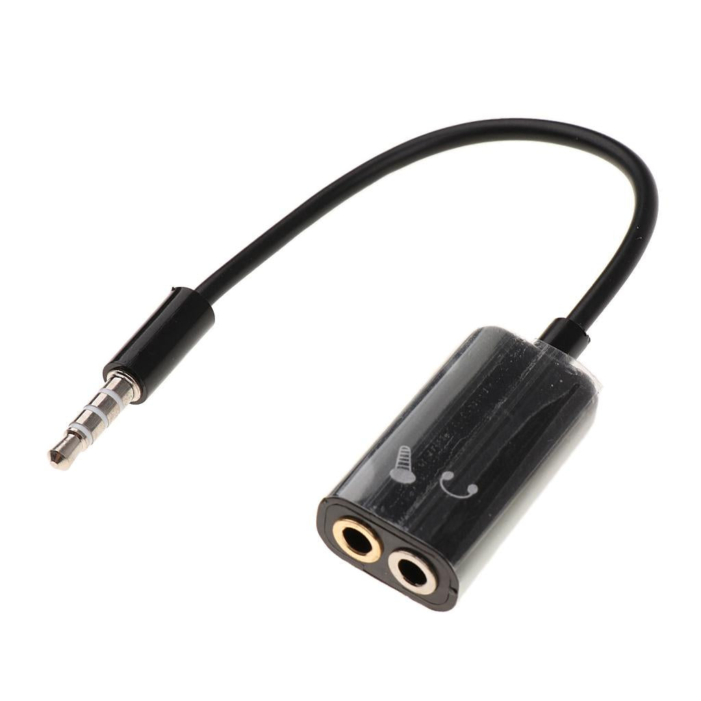 Mobile Phone Computer Switch Connection Mic Audio Cord Cable 3.5mm Black