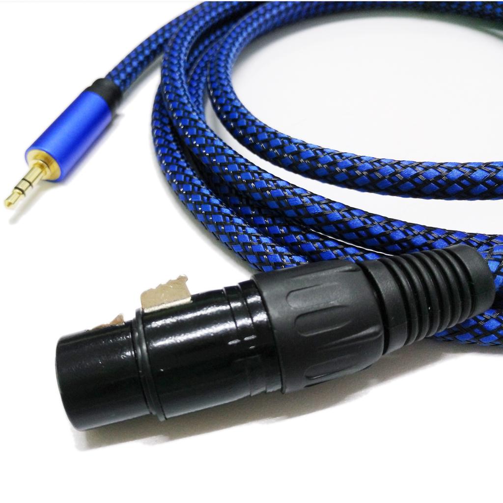 6.6ft/200CM Low Noise Microphone Cable 3.5mm Male to XLR Female Blue Black