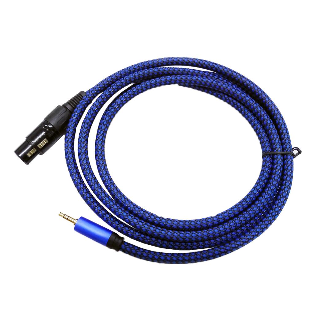6.6ft/200CM Low Noise Microphone Cable 3.5mm Male to XLR Female Blue Black