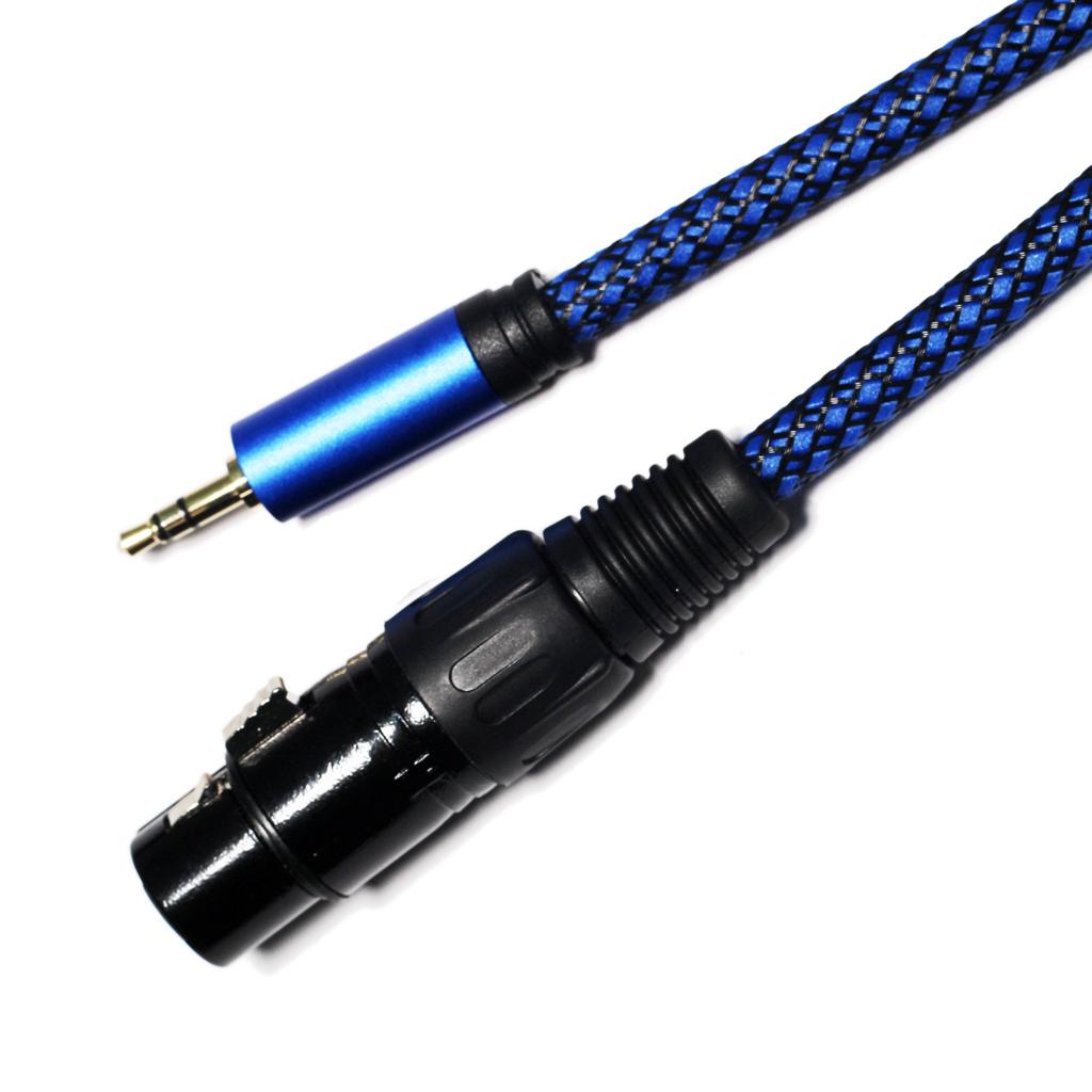 6.6ft/200CM Low Noise Microphone Cable 3.5mm Male to XLR Female Blue Black