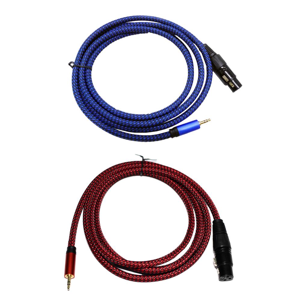 6.6ft/200CM Low Noise Microphone Cable 3.5mm Male to XLR Female Blue Black