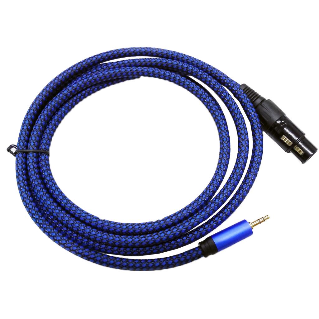 6.6ft/200CM Low Noise Microphone Cable 3.5mm Male to XLR Female Blue Black