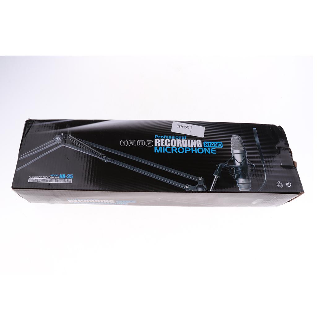 Microphone Suspension Arm Stand&Phone Holder& Pop Filter&Shock Mount Black