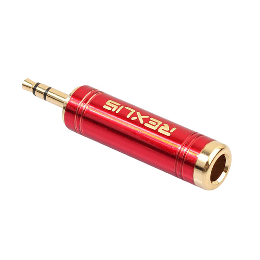 Stereo Audio Adapter 3.5mm Male Plug to 6.35mm Female for Mic Keyboard Red