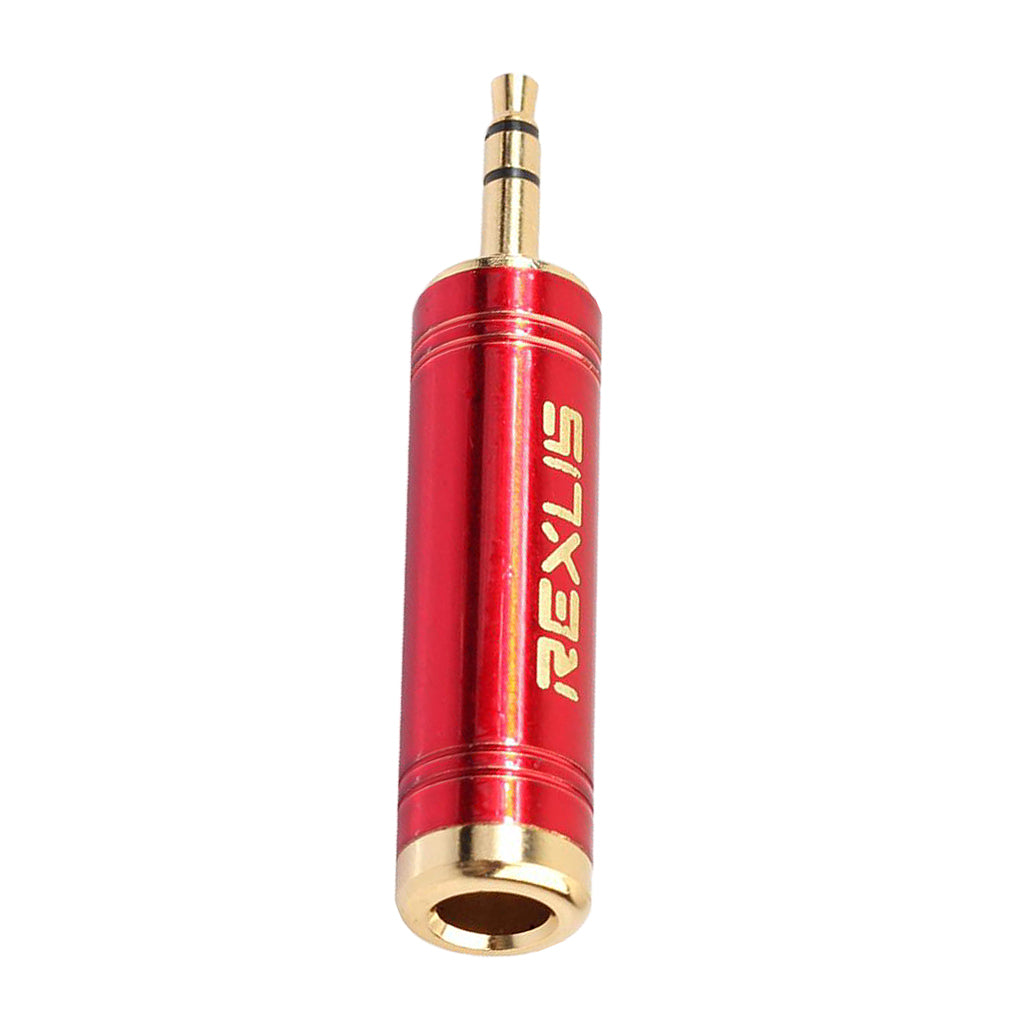 Stereo Audio Adapter 3.5mm Male Plug to 6.35mm Female for Mic Keyboard Red