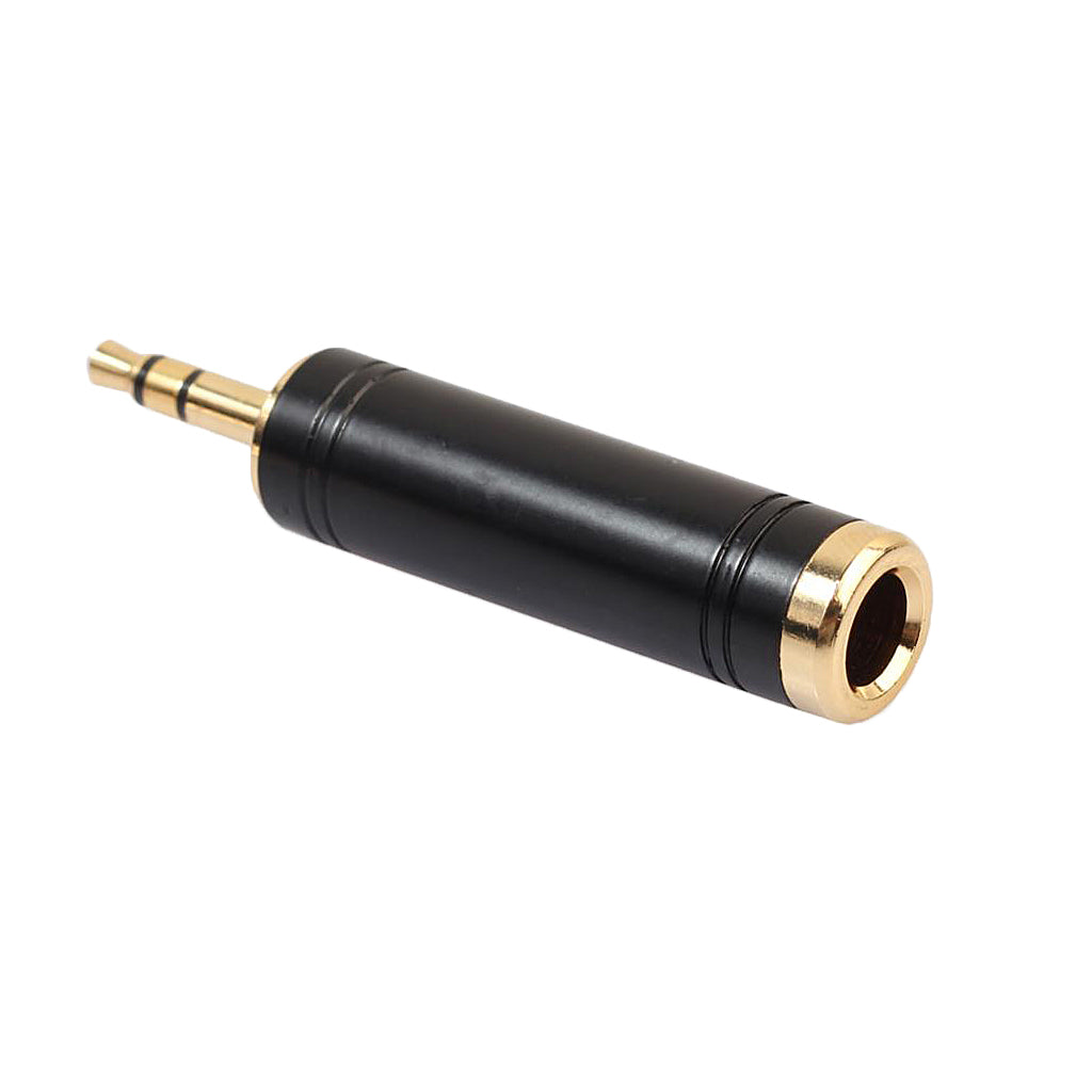 Stereo Audio Adapter 3.5mm Male Plug to 6.35mm Female for Mic Keyboard Black
