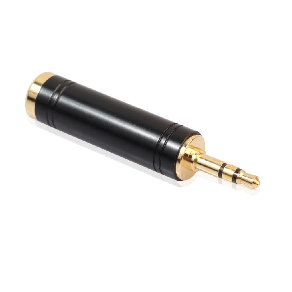 Stereo Audio Adapter 3.5mm Male Plug to 6.35mm Female for Mic Keyboard Black